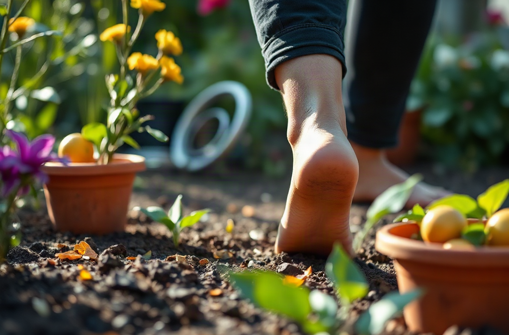 Barefoot gardening risks from soil and surface hazards