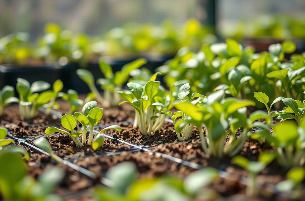 Microgreens outdoors exposed to heat and pests